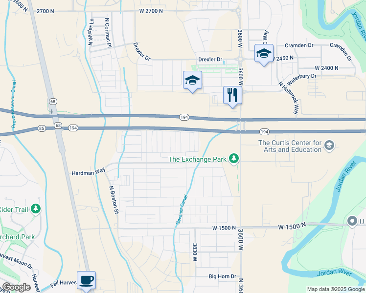 map of restaurants, bars, coffee shops, grocery stores, and more near 1988 North 3900 West in Eagle Mountain