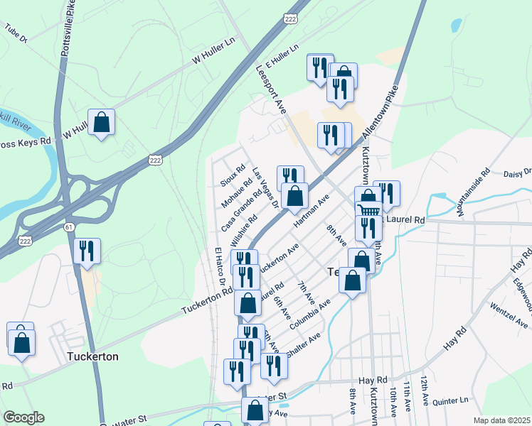 map of restaurants, bars, coffee shops, grocery stores, and more near 5208 Wilshire Road in Temple