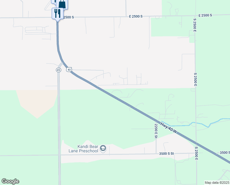 map of restaurants, bars, coffee shops, grocery stores, and more near 1915 East 3050 South in Vernal