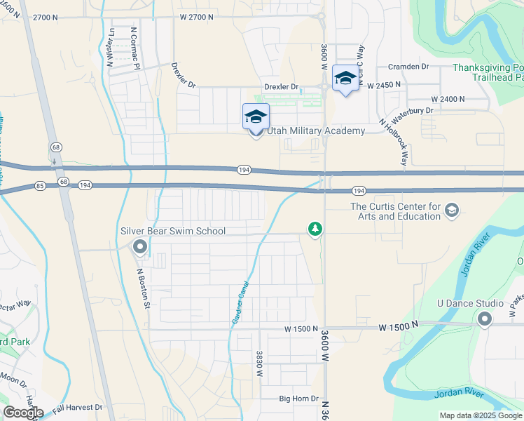 map of restaurants, bars, coffee shops, grocery stores, and more near 1990 North 3830 West in Lehi