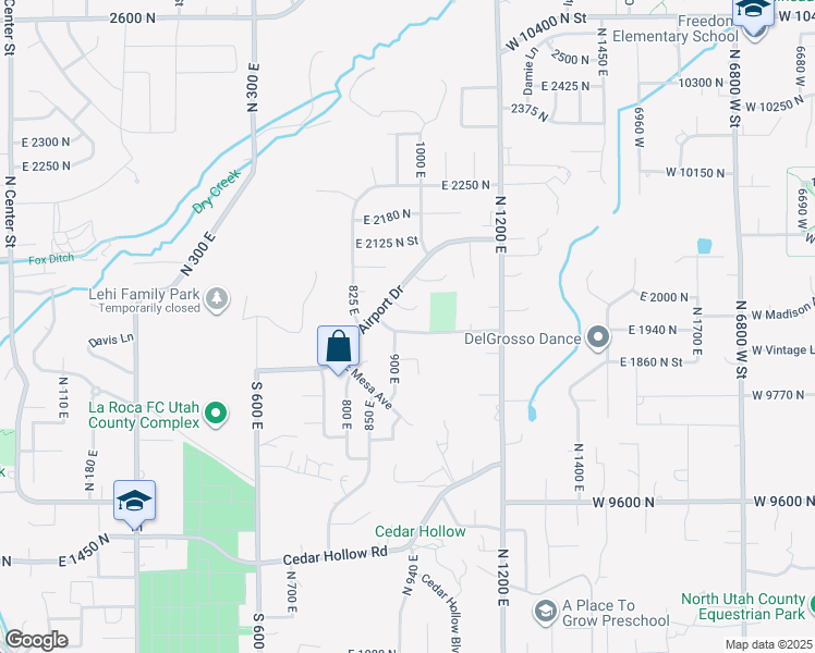 map of restaurants, bars, coffee shops, grocery stores, and more near 929 East 1900 North in Lehi