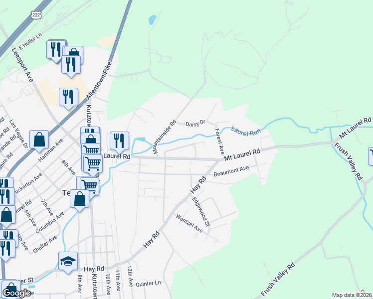 map of restaurants, bars, coffee shops, grocery stores, and more near 1336 Rising Sun Avenue in Temple