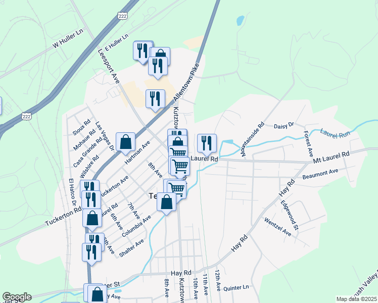map of restaurants, bars, coffee shops, grocery stores, and more near 5011 Temple Avenue in Temple