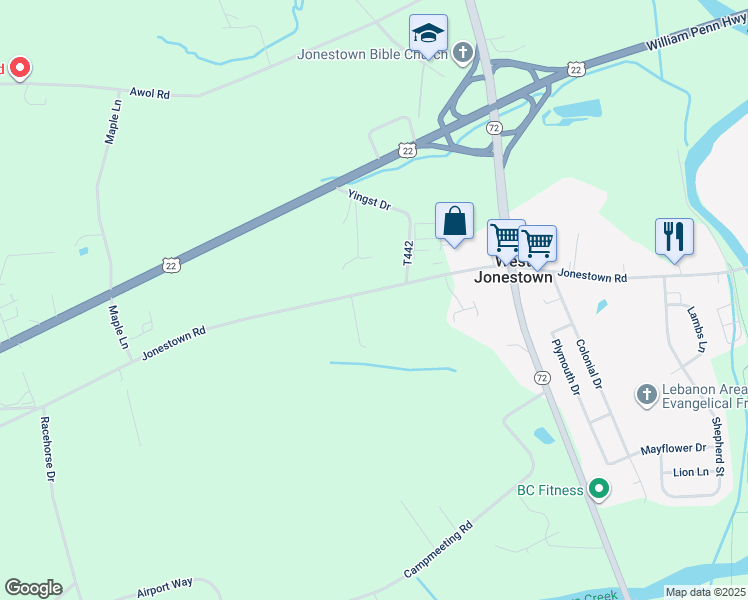 map of restaurants, bars, coffee shops, grocery stores, and more near 524 Jonestown Road in Jonestown