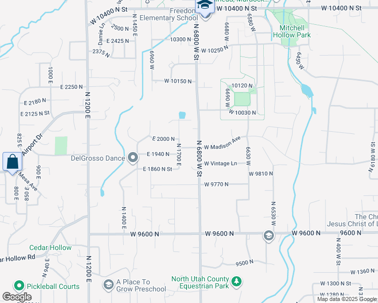 map of restaurants, bars, coffee shops, grocery stores, and more near 6839 9900 North in Highland