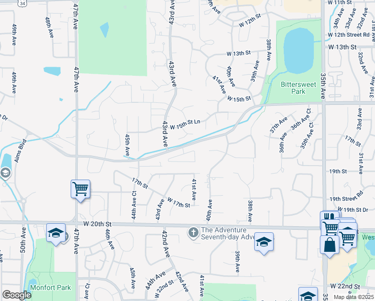 map of restaurants, bars, coffee shops, grocery stores, and more near 2 42nd Avenue Court in Greeley