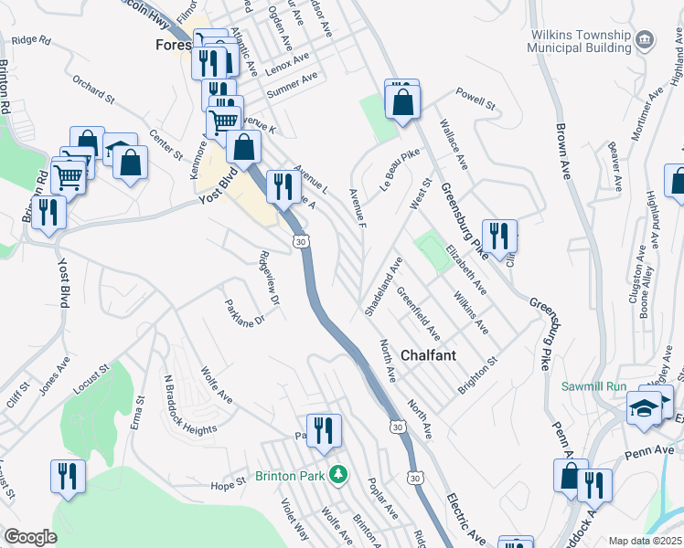 map of restaurants, bars, coffee shops, grocery stores, and more near 375 Avenue A in Pittsburgh