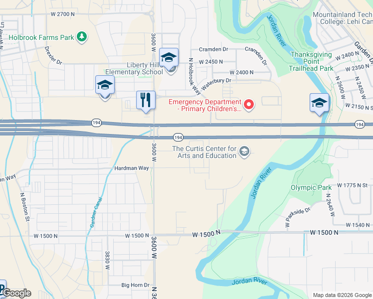 map of restaurants, bars, coffee shops, grocery stores, and more near 9814 North 10400 West in Lehi
