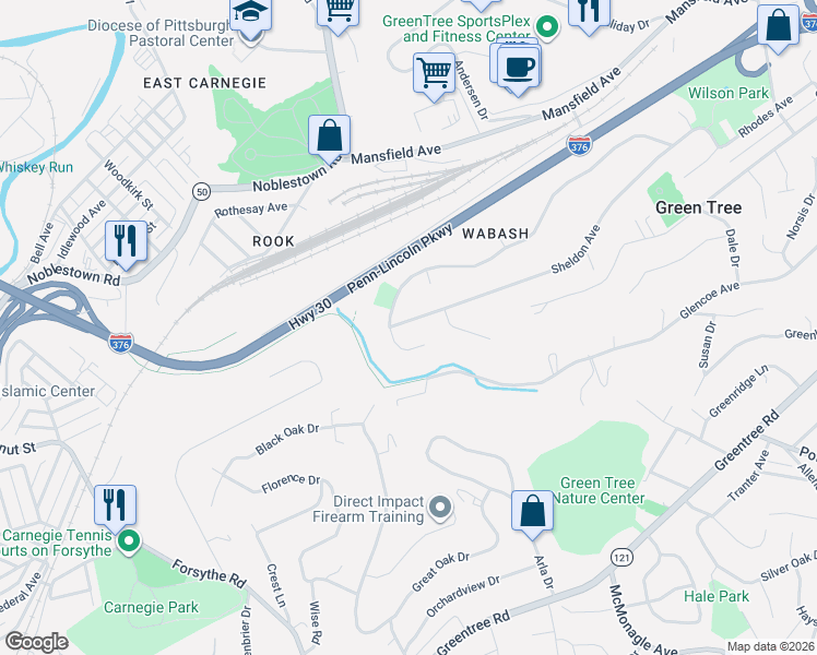 map of restaurants, bars, coffee shops, grocery stores, and more near 239 Sheldon Avenue in Pittsburgh