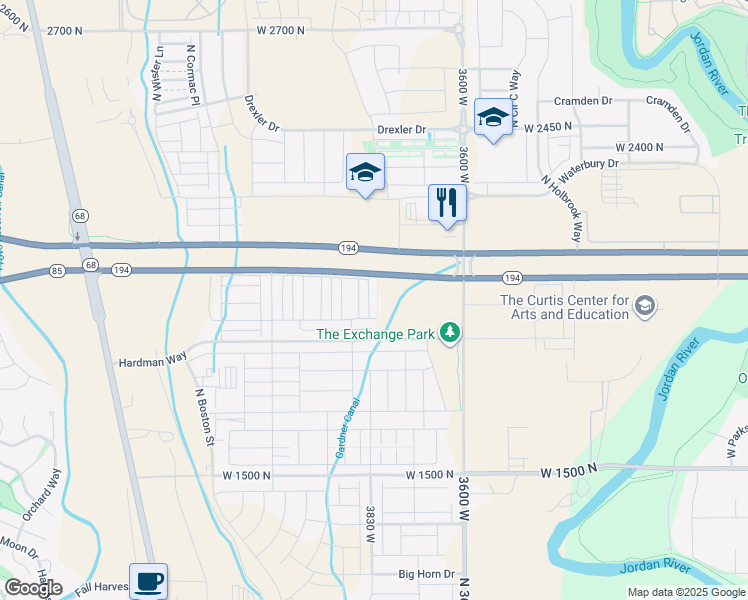 map of restaurants, bars, coffee shops, grocery stores, and more near 2014 North 3830 West in Lehi