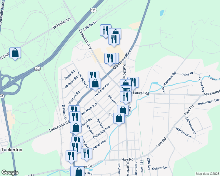 map of restaurants, bars, coffee shops, grocery stores, and more near 811 Tuckerton Avenue in Temple