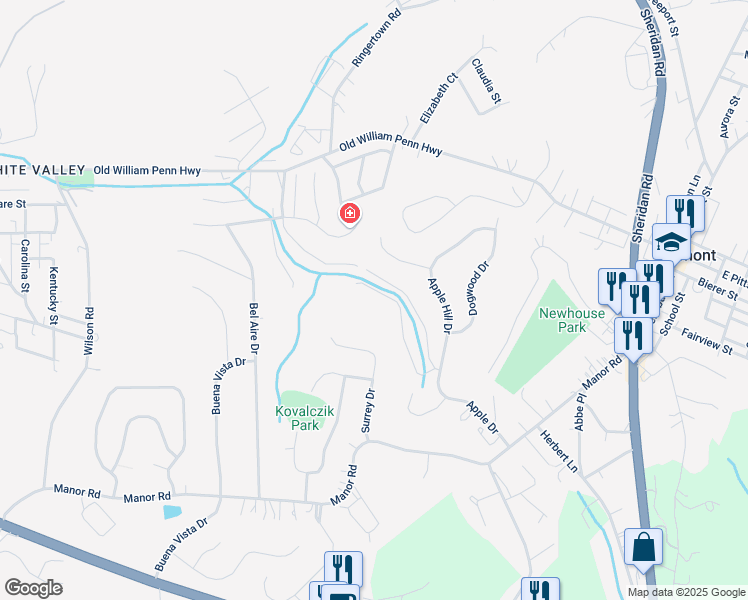 map of restaurants, bars, coffee shops, grocery stores, and more near 152 Rose Court North in Delmont