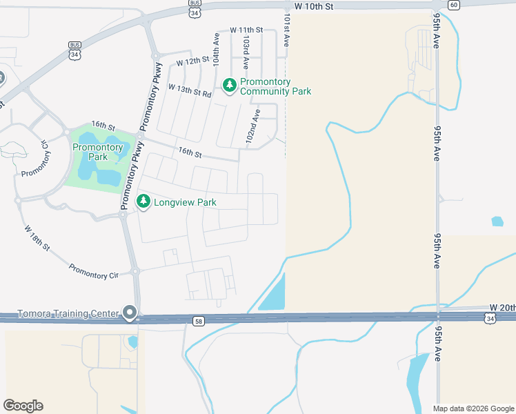 map of restaurants, bars, coffee shops, grocery stores, and more near 16th Street in Greeley