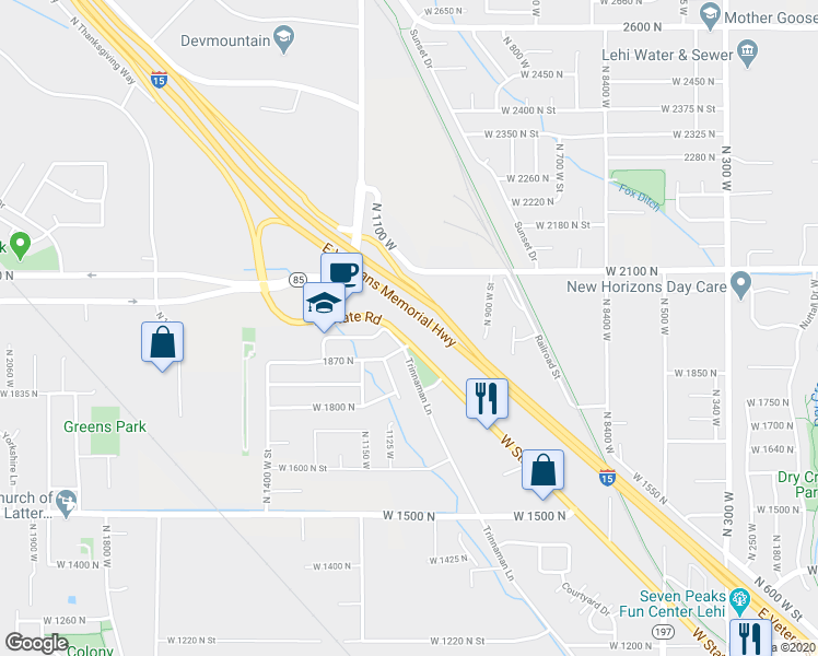map of restaurants, bars, coffee shops, grocery stores, and more near in Lehi
