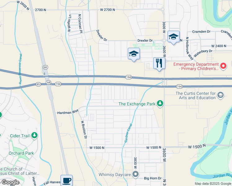 map of restaurants, bars, coffee shops, grocery stores, and more near 3956 West 1850 North in Lehi