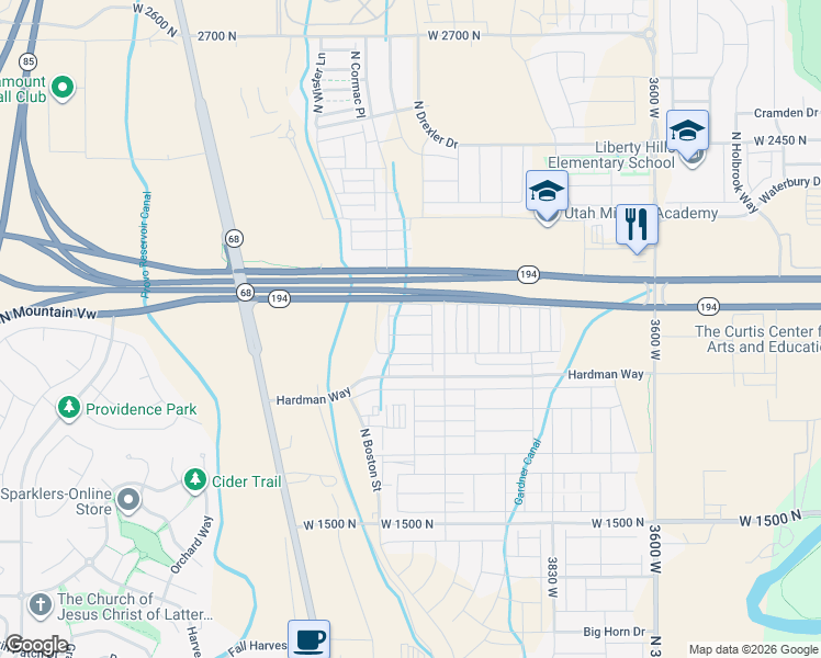 map of restaurants, bars, coffee shops, grocery stores, and more near 4198 West 2010 North in Eagle Mountain