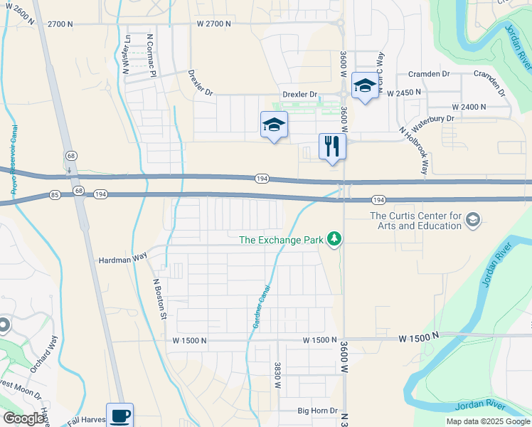 map of restaurants, bars, coffee shops, grocery stores, and more near 2027 North 3860 West in Lehi