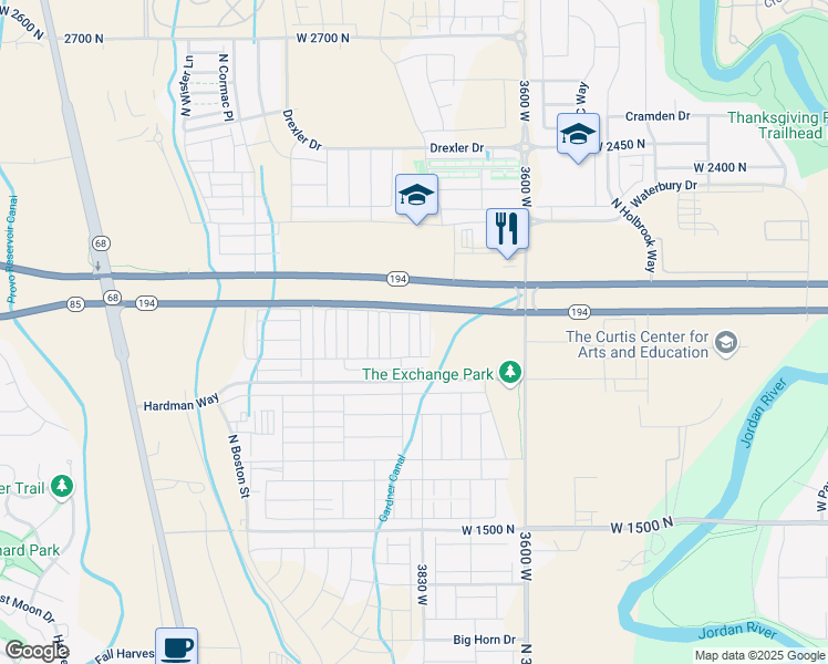 map of restaurants, bars, coffee shops, grocery stores, and more near 2029 North 3830 West in Lehi