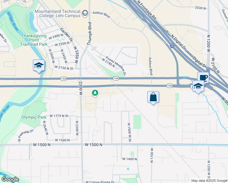 map of restaurants, bars, coffee shops, grocery stores, and more near 1968 North 2040 West Street in Lehi