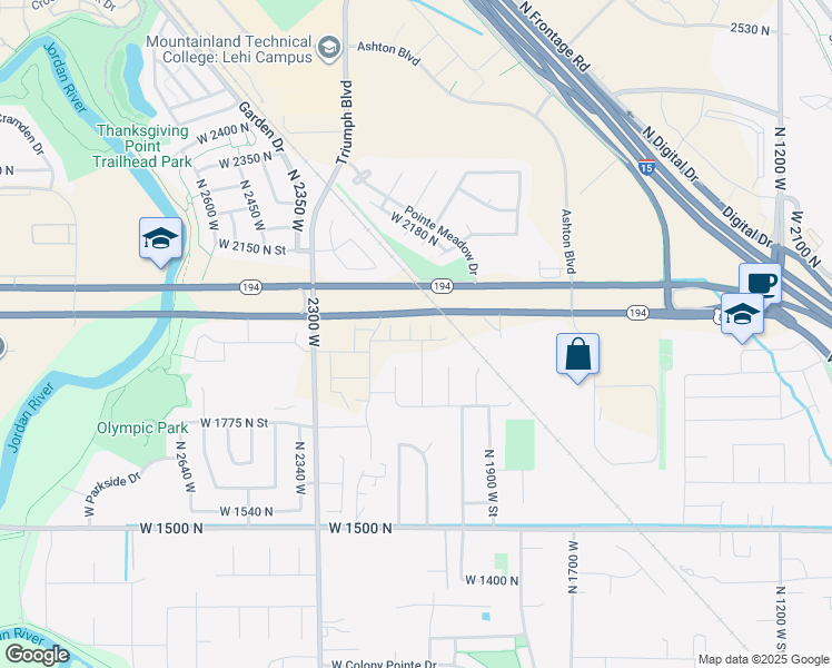 map of restaurants, bars, coffee shops, grocery stores, and more near 1970 2090 West Street in Lehi