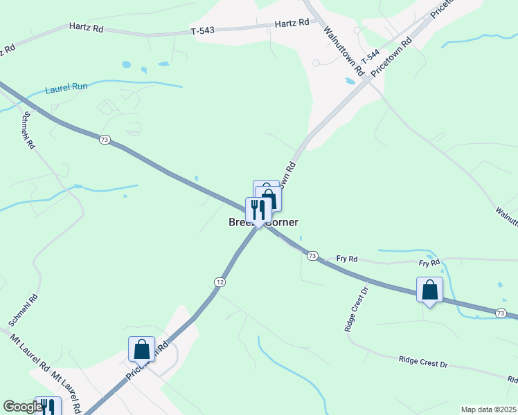 map of restaurants, bars, coffee shops, grocery stores, and more near in Breezy Corner