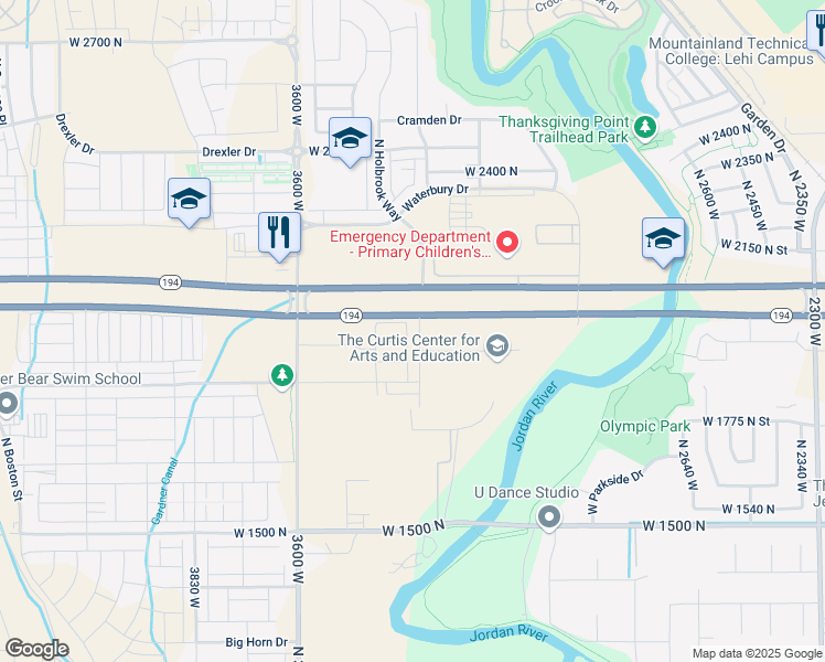 map of restaurants, bars, coffee shops, grocery stores, and more near 1994 North 3330 West in Eagle Mountain