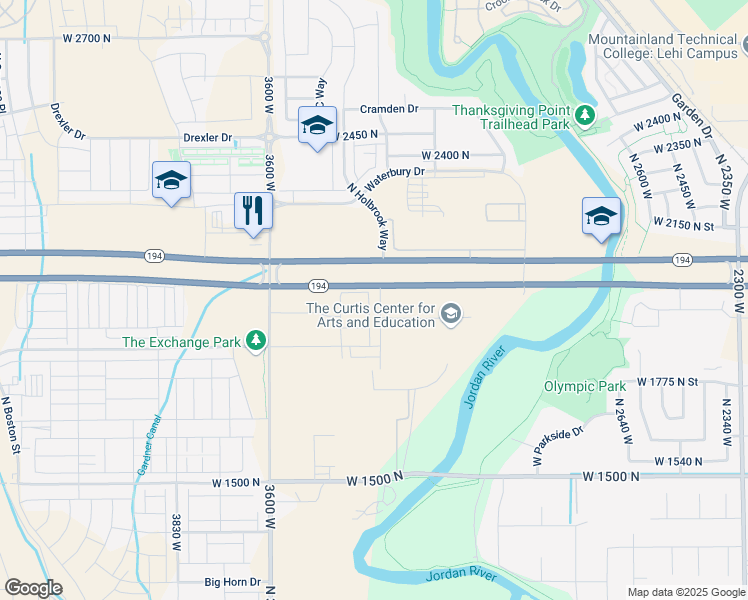 map of restaurants, bars, coffee shops, grocery stores, and more near 1994 North 3330 West in Eagle Mountain