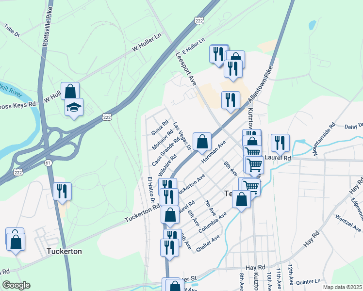 map of restaurants, bars, coffee shops, grocery stores, and more near 5216 Wilshire Road in Temple