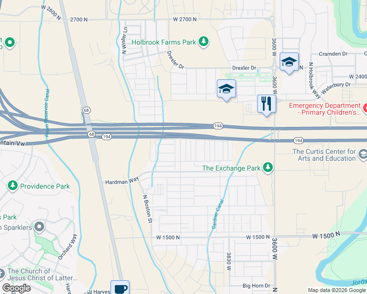 map of restaurants, bars, coffee shops, grocery stores, and more near 4064 West 1850 North in Lehi