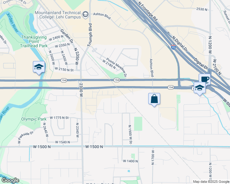 map of restaurants, bars, coffee shops, grocery stores, and more near 1990 North 2040 West Street in Lehi