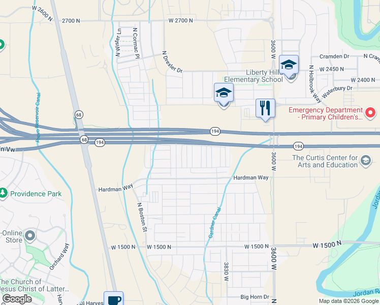 map of restaurants, bars, coffee shops, grocery stores, and more near 1996 4010 West in Lehi