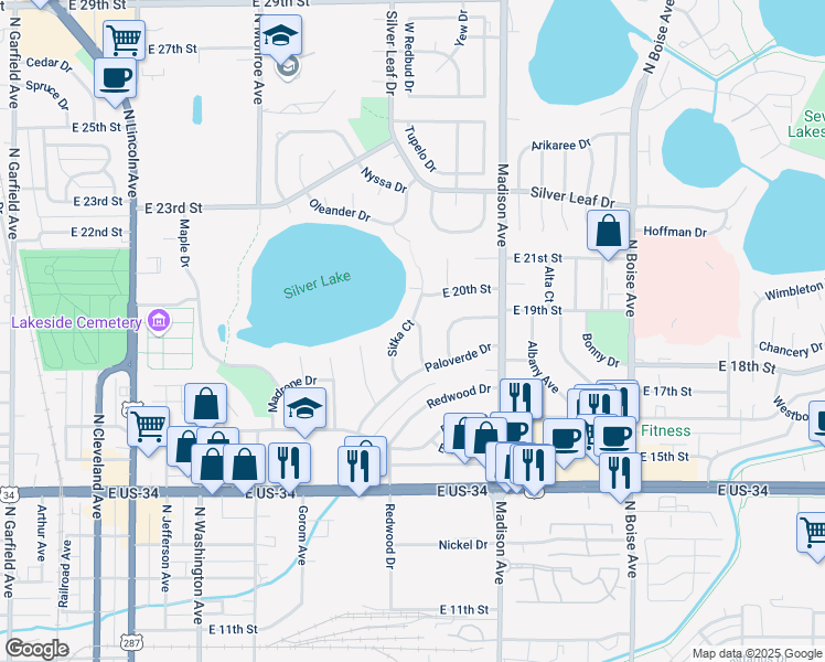map of restaurants, bars, coffee shops, grocery stores, and more near 938 Piccabeen Drive in Loveland