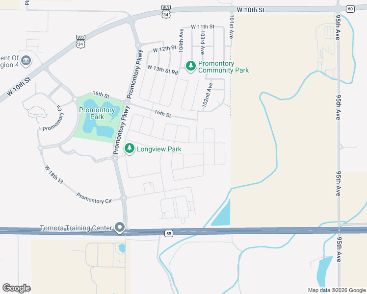 map of restaurants, bars, coffee shops, grocery stores, and more near 16th Street in Greeley