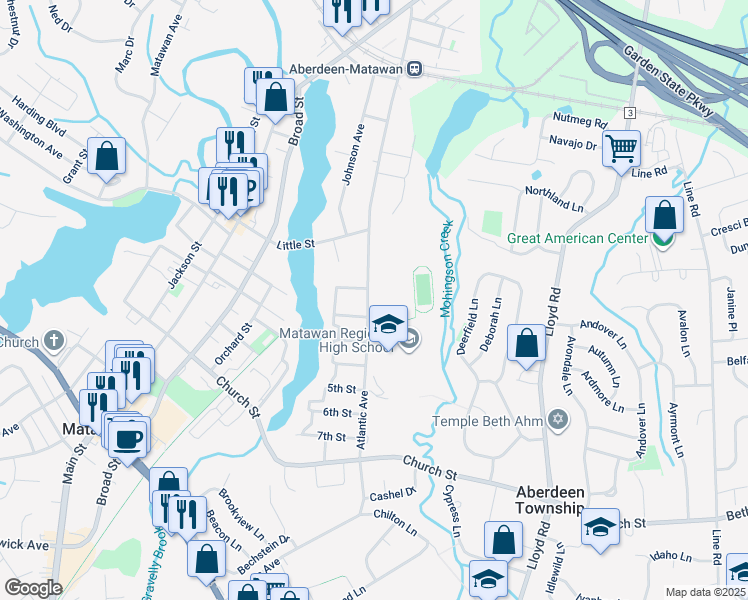 map of restaurants, bars, coffee shops, grocery stores, and more near 4 2nd Street in Monmouth County
