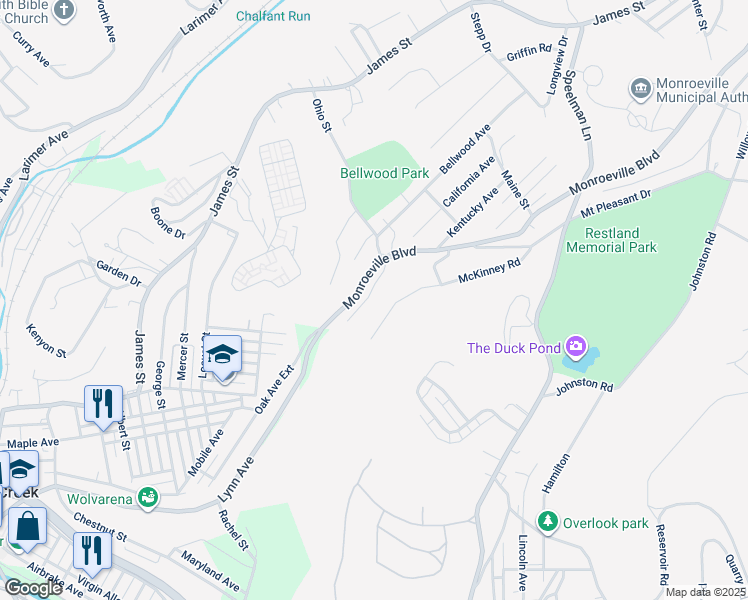 map of restaurants, bars, coffee shops, grocery stores, and more near 1964 Smith Lane in Monroeville