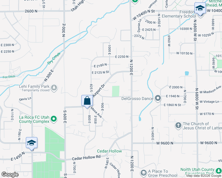 map of restaurants, bars, coffee shops, grocery stores, and more near 929 East 1900 North in Lehi