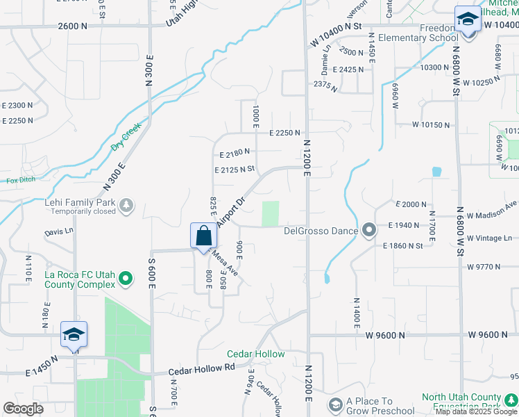 map of restaurants, bars, coffee shops, grocery stores, and more near 929 East 1900 North in Lehi