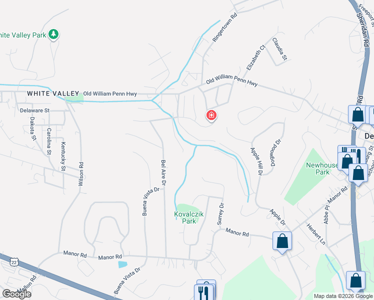 map of restaurants, bars, coffee shops, grocery stores, and more near 7021 Stefano Drive in Delmont