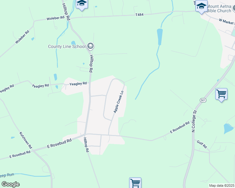 map of restaurants, bars, coffee shops, grocery stores, and more near 10 Apple Creek Lane in Myerstown