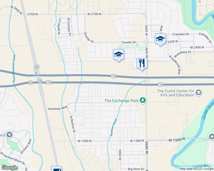 map of restaurants, bars, coffee shops, grocery stores, and more near North 3930 West in Lehi