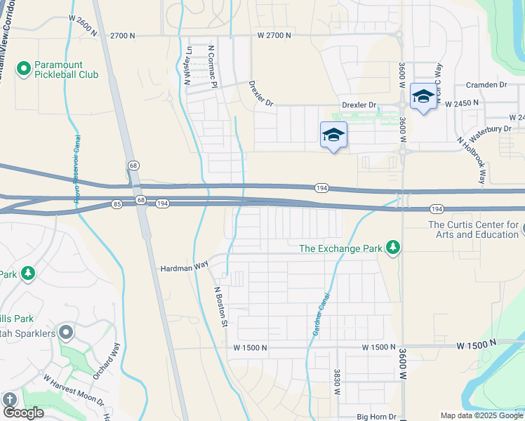 map of restaurants, bars, coffee shops, grocery stores, and more near West 2100 North in Lehi