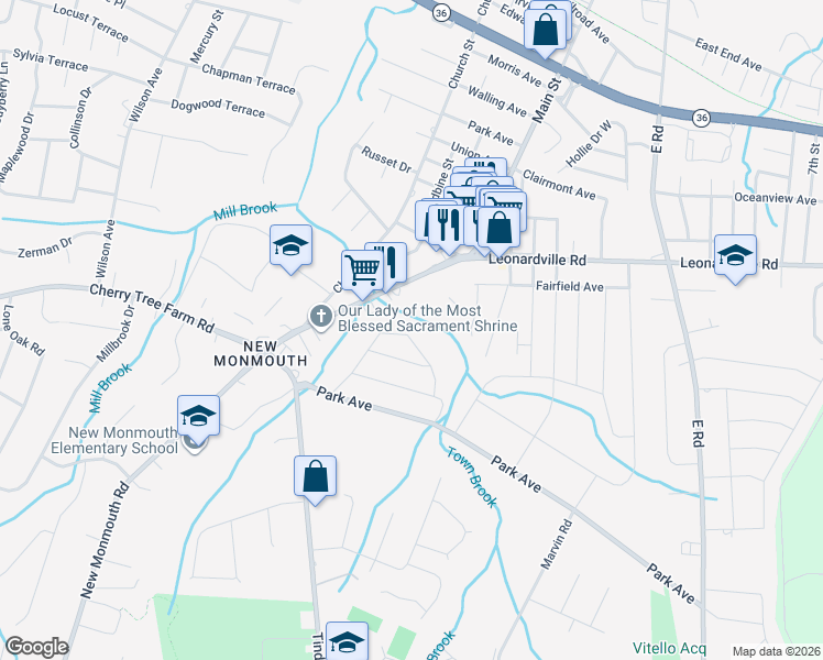 map of restaurants, bars, coffee shops, grocery stores, and more near 46 Henry Drive in Middletown Township