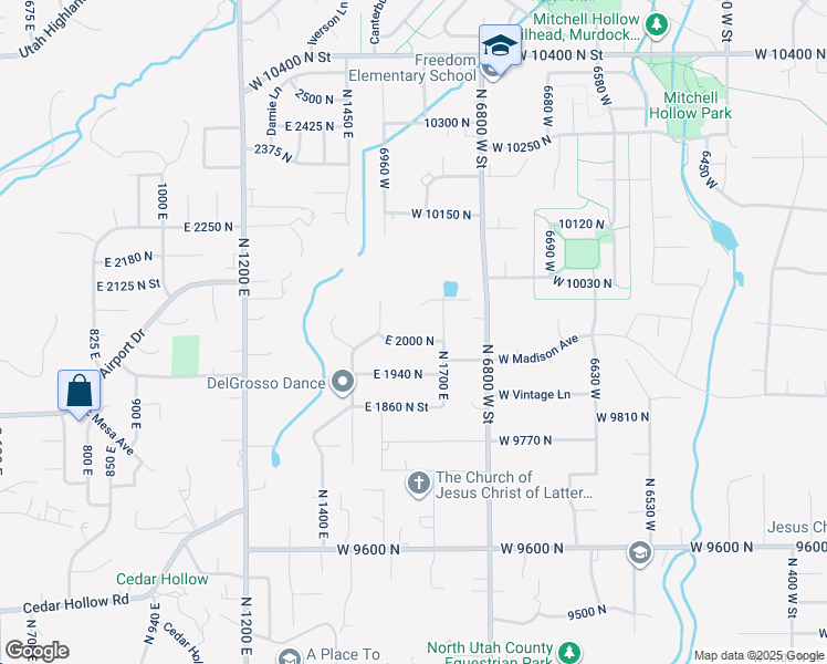 map of restaurants, bars, coffee shops, grocery stores, and more near 1647 East 2000 North in Lehi