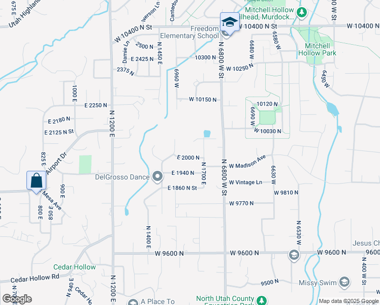 map of restaurants, bars, coffee shops, grocery stores, and more near 1647 East 2000 North in Lehi