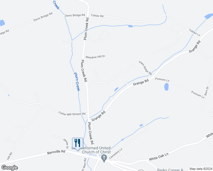map of restaurants, bars, coffee shops, grocery stores, and more near 32 Penn Ridge Drive in Bernville