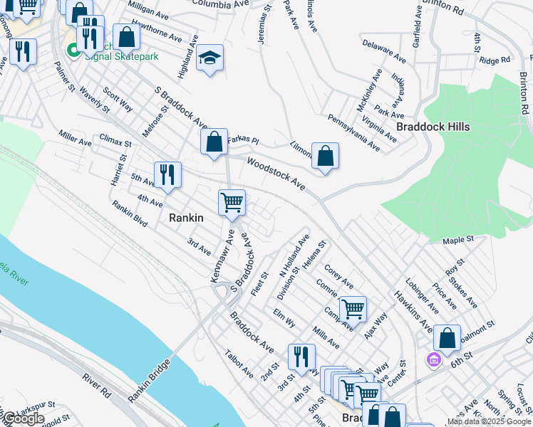 map of restaurants, bars, coffee shops, grocery stores, and more near 178 Dorothy Height Street in Rankin