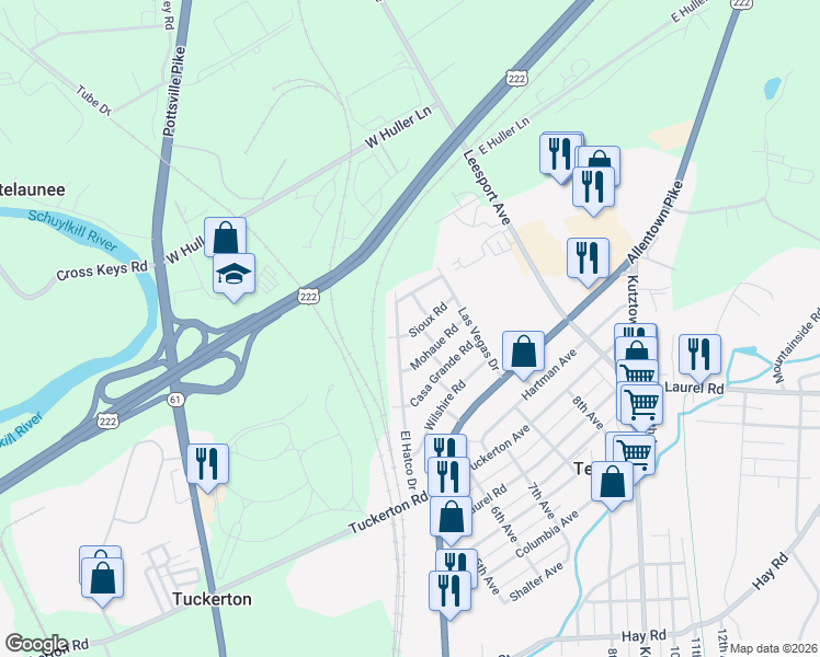 map of restaurants, bars, coffee shops, grocery stores, and more near 805 Apache Lane in Temple