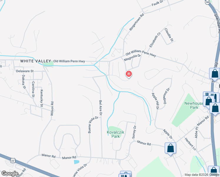 map of restaurants, bars, coffee shops, grocery stores, and more near 219 Valley Stream Drive in Delmont