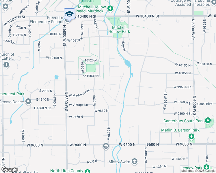 map of restaurants, bars, coffee shops, grocery stores, and more near 9959 North 6520 West in Highland
