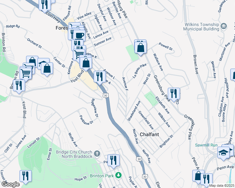 map of restaurants, bars, coffee shops, grocery stores, and more near 328 Avenue A in Pittsburgh